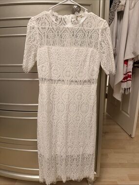 Francesca's Collections White Lace Midi Dress